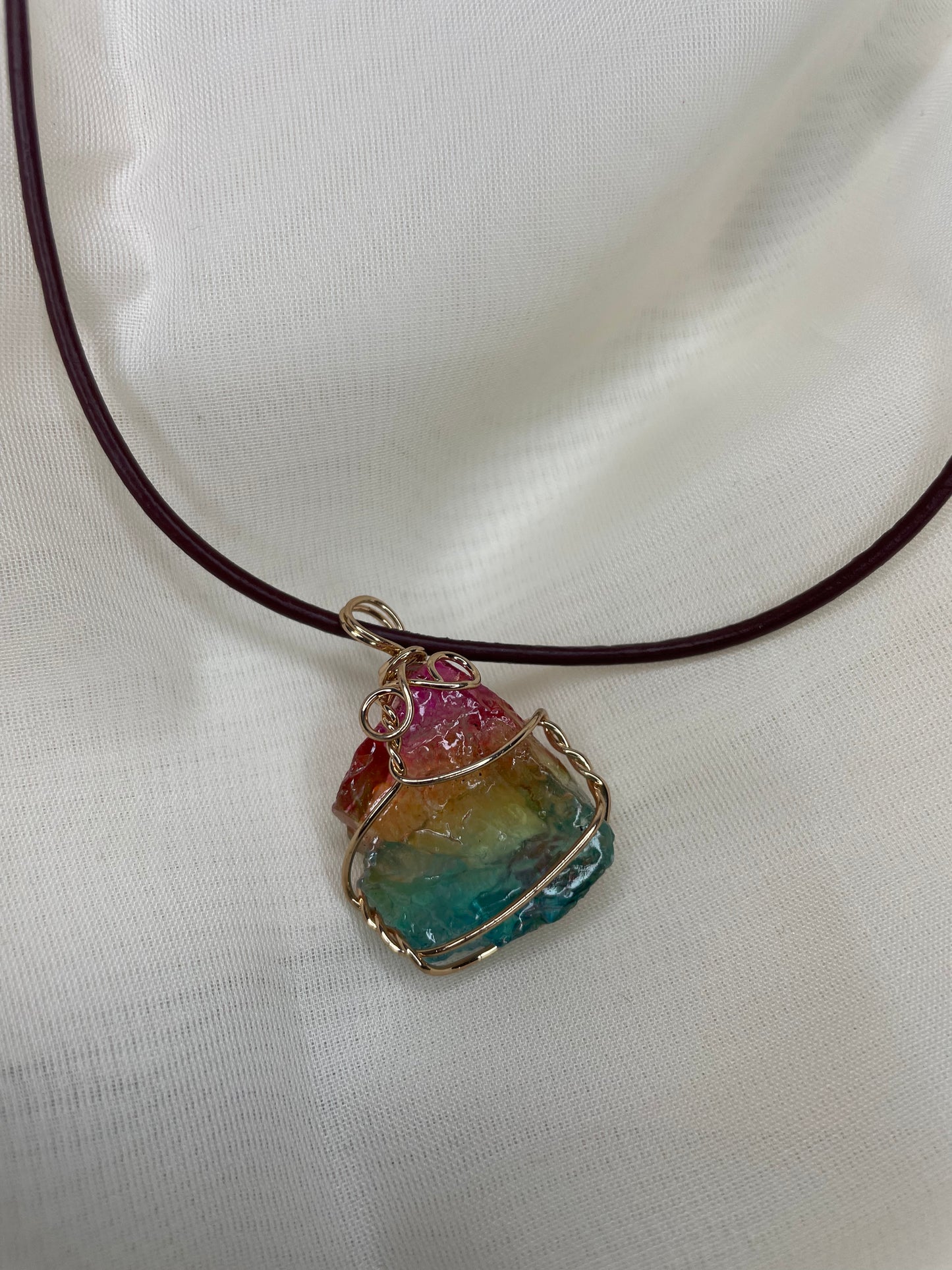 Rainbow Angel Aura Quartz Necklace