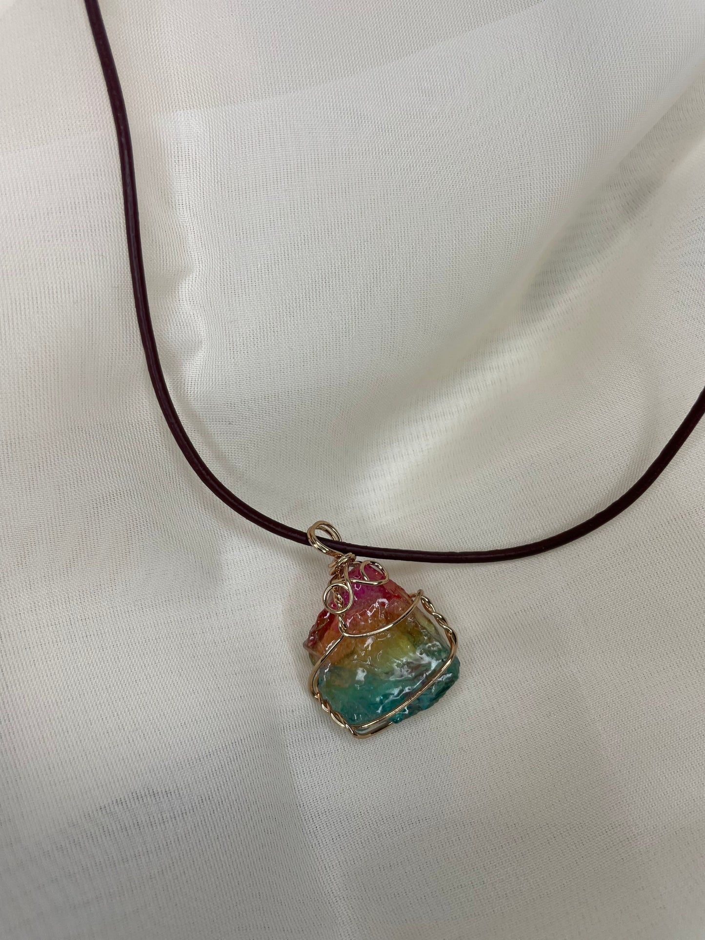 Rainbow Angel Aura Quartz Necklace