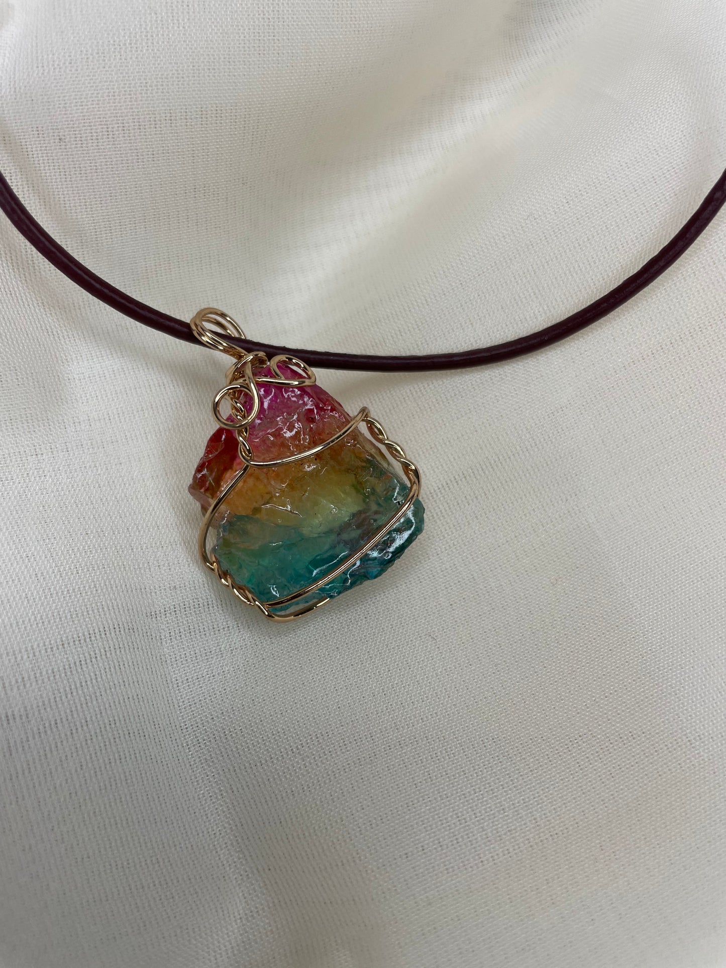 Rainbow Angel Aura Quartz Necklace